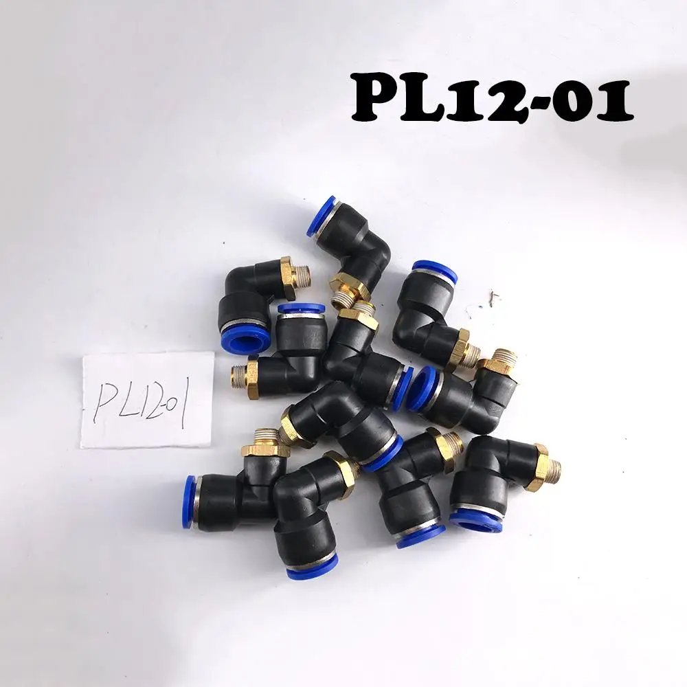 

Free Shipping 20Pcs/lot 12mm To 1/8 BSPT Elbow Male Air PL12-01 Pneumatic quick connection L type thread
