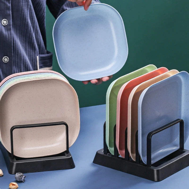 Wheat Straw Plate Tray Lunch Dinner Dessert Fruit Spit Bone Dish Home Snack Dim Sum Plate Plastic Kitchen Tableware