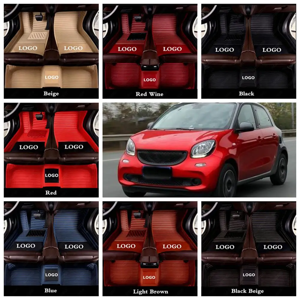 Автомобильные ножные коврики для Smart Fortwo Forfour, изготовленные на заказ, Нескользящие автомобильные аксессуары, роскошные кожаные коврики, автомобильные ножные коврики, ковровое покрытие