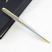 Роскошная Серебристая шариковая ручка из нержавеющей стали, красивая решетка, уникальная подарочная ручка, отлично подходит для заметок, офиса, бизнеса, дома, школы