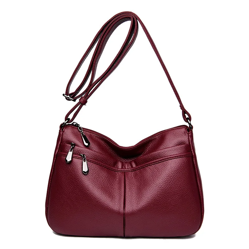 All-match Shoulder CrossBody Bags Ladies Women's Genuine Leather Handbags Fashion Messenger Bag Small Women Bags - Цвет: Красный