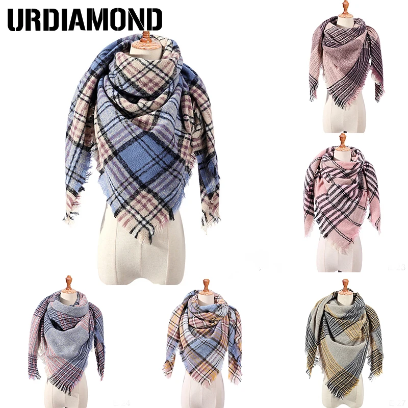 

2019 New Winter Scarf Female Plaid Warm Fashion Triangle Scarf Independent Design Spring Woman Wrapped Blanket