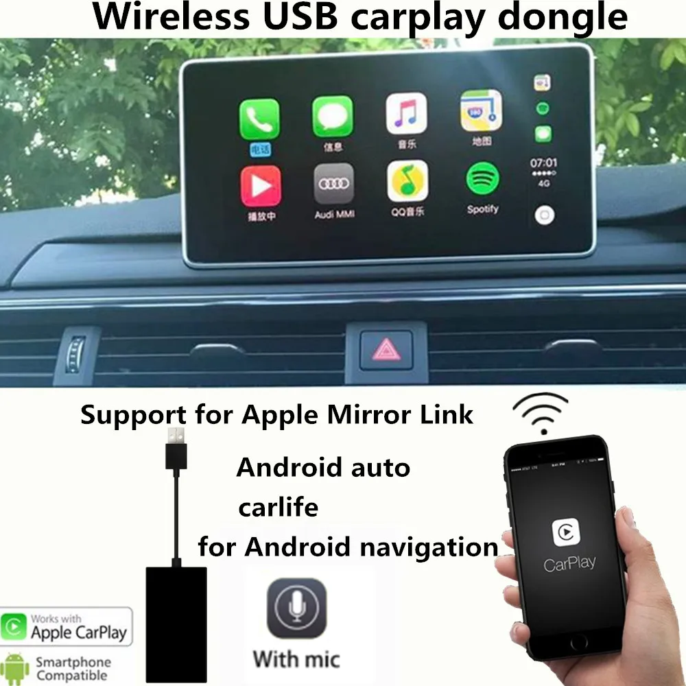 Беспроводной Smart Link Apple Внешний порт Carplay для Android carlife навигационный плеер мини USB Carplay палка с Android авто с микрофоном