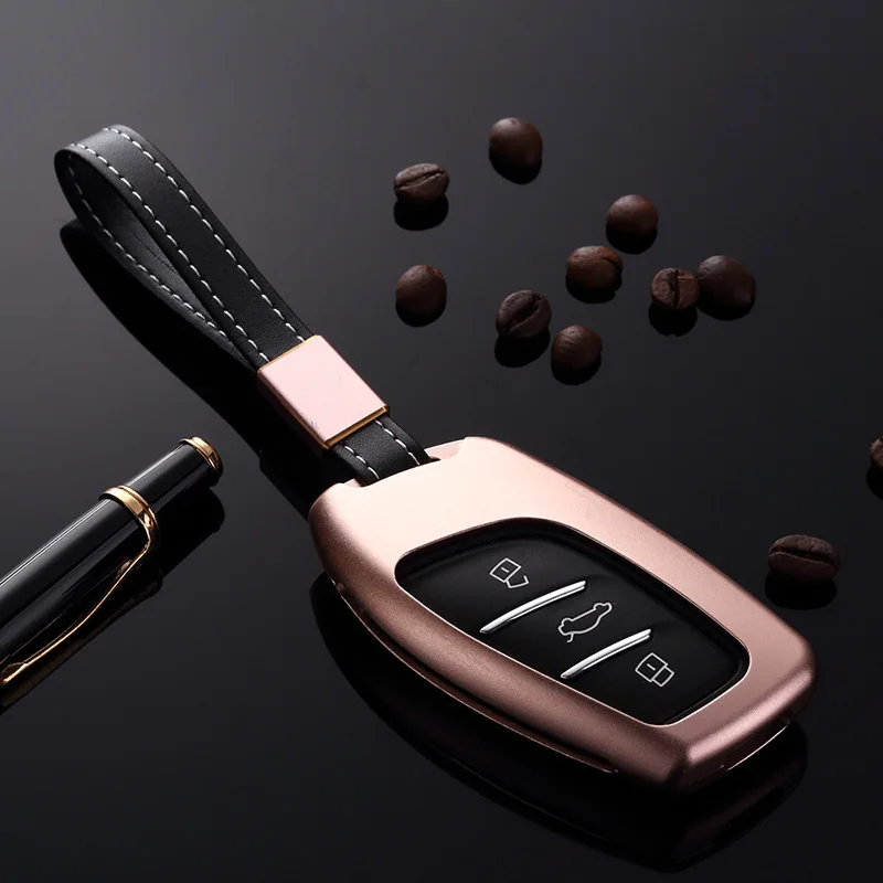 A pink Чехол для ключей от автомобиля из алюминиевого сплава для Roewe I5 RX3 MG Smart Keyless пульт дистанционного управления Fob крышка брелок рамка сумка авто аксессуары - Название цвета: A pink