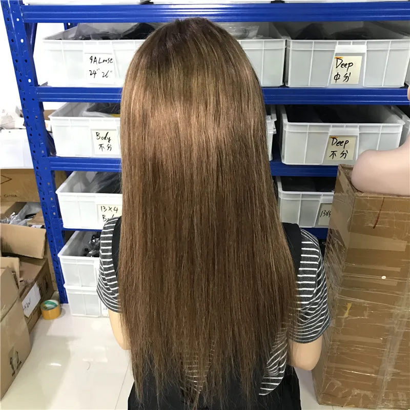 TD высокое соотношение 13x6 человеческие волосы парики 1"-24" Remy прямые волосы парики пианино цвет 13x6 Кружева передние парики P4/4T30 150 Плотность парик