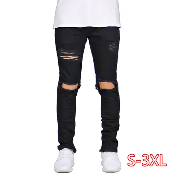 

2020 Men Jeans Stretch Destroyed Ripped Design Fashion Ankle Zipper Skinny Jeans For Men
