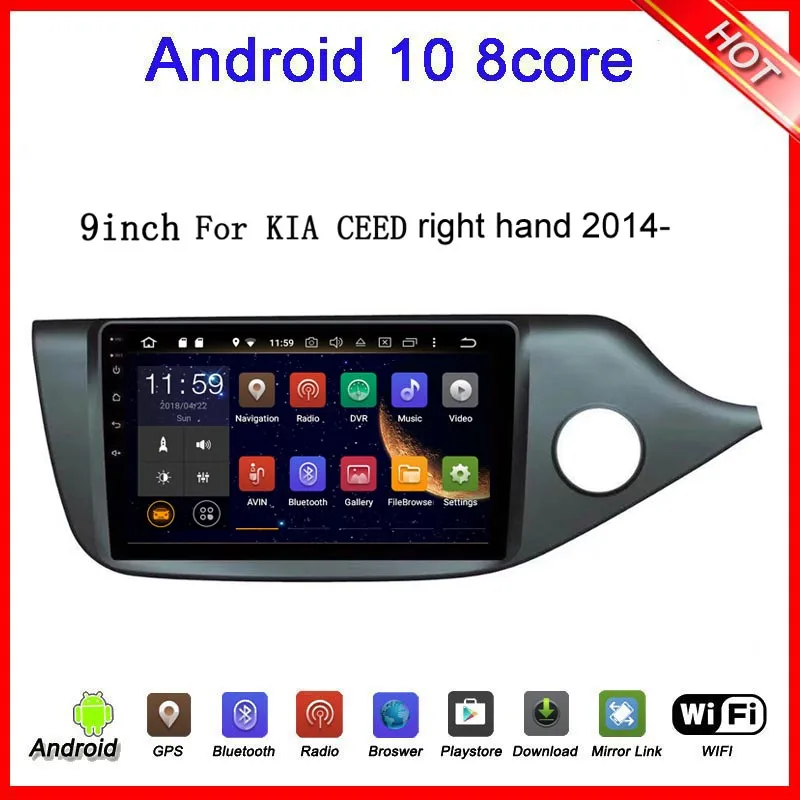 Автомобильный радиоприемник 1din Android10 для kia CEED правосторонний 2012-2018