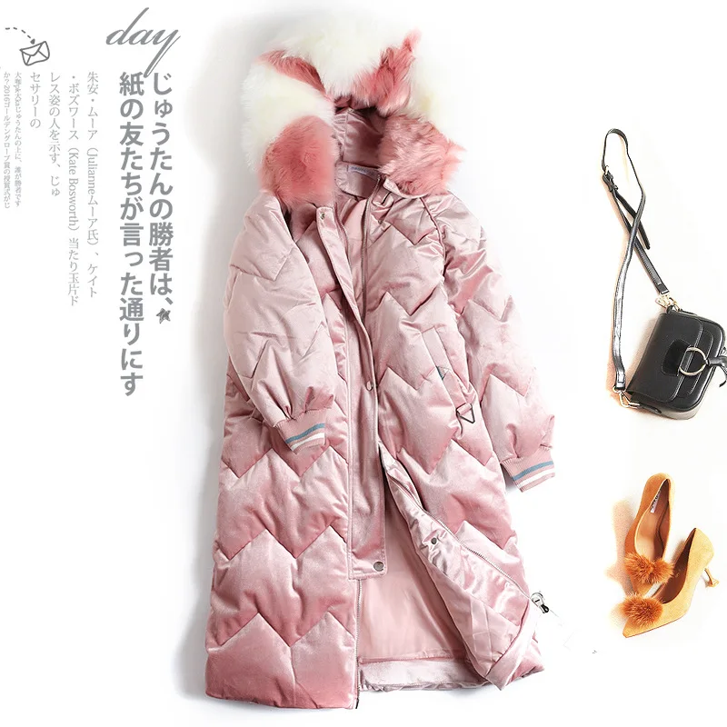 

2019 Winter Mid-length Thick Warm High Imitation Rabbit Fur Collar Cotton-padded Clothes Cotton Coat 2459
