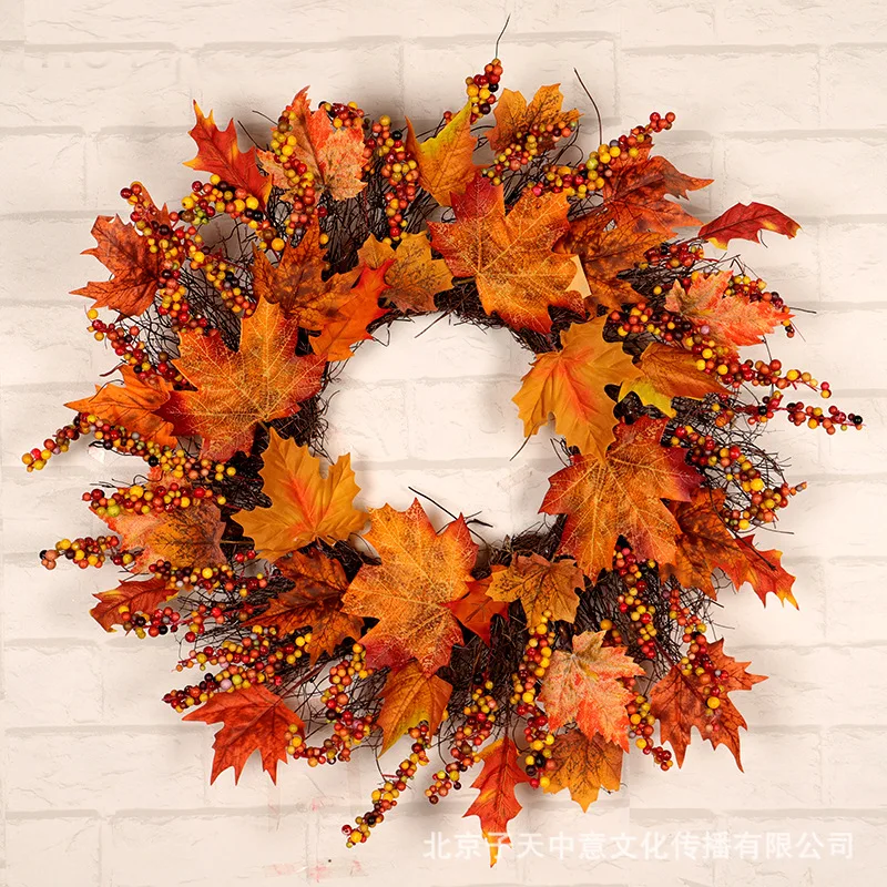 Creative rattan Maple Leaf Berry Christmas Garland Home Hotel Window Shopping Mall Door Decoration Christmas Garland