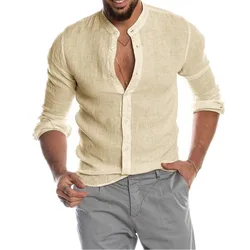Cardigan à boutonnage simple pour hommes, vêtements de printemps, chemisiers et chemises solides boutonnés, sortie rencontres plage, hauts à manches longues, 2022 