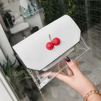 

Girl'S Shoulder Bag Bag Spring And Summer New Style Transparent Plastic WOMEN'S Bag Square Sling Bag