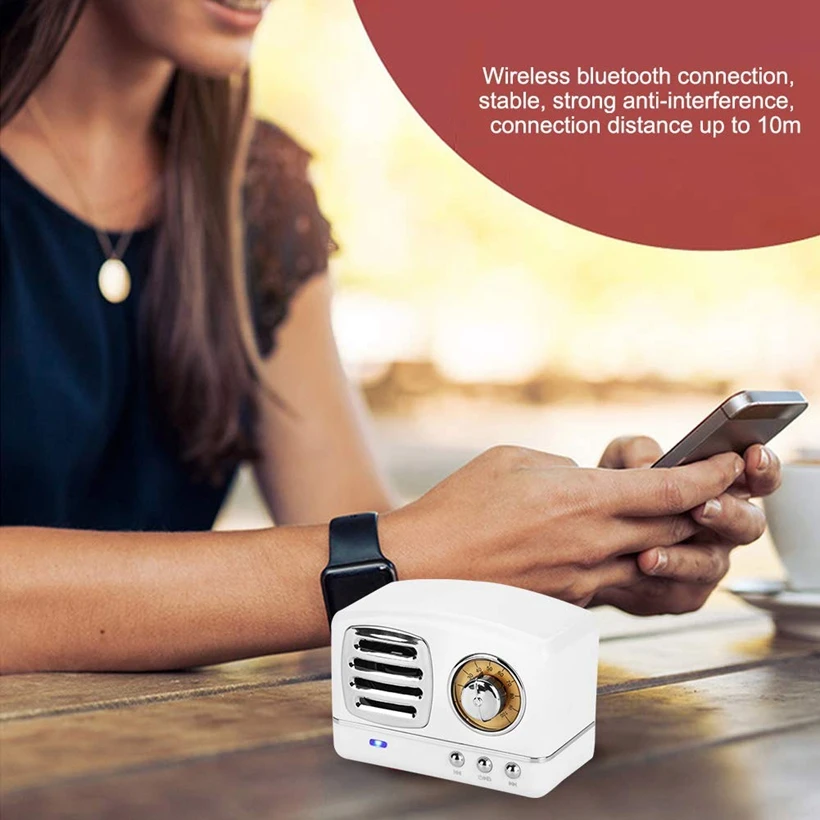Классический радио дизайн Bluetooth динамик музыка HiFi 3D объемный громкоговоритель Громкая связь Mith микрофон для TF карты 3,5 мм AUX FM