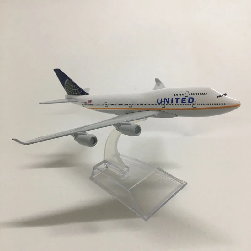 Kids Toys 16cm Alloy Metal American Air United Airlines Boeing 747 B747 400  Airways Plane Model Aircraft Airplane Model w Stand