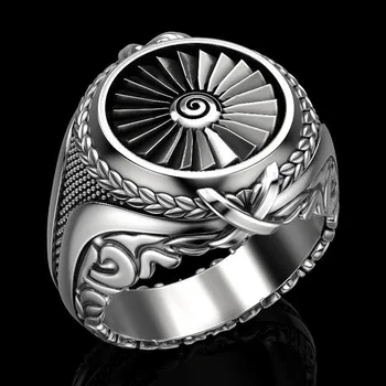 

Vintage Punk Men's 925 Sterling Silver Heavy Metal Turbine Ring Gift Jewelry Ring Wholesale