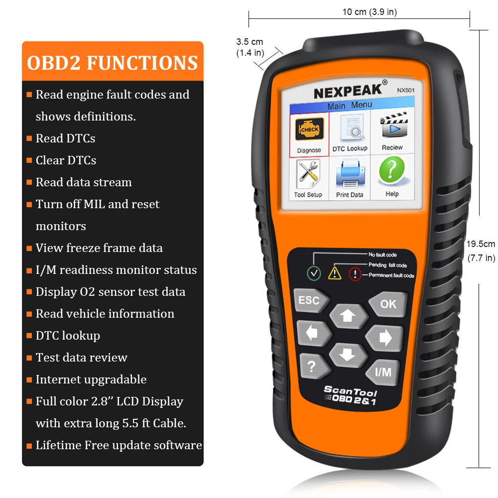 Автомобильный сканер NEXPEAK NX501 OBD2 считыватель кодов OBDII диагностический