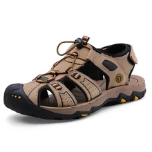 Красивые весенние мужские сандалии из натуральной воловьей кожи; большие размеры; Летние качественные пляжные шлепанцы; повседневные кроссовки; уличная мужская обувь