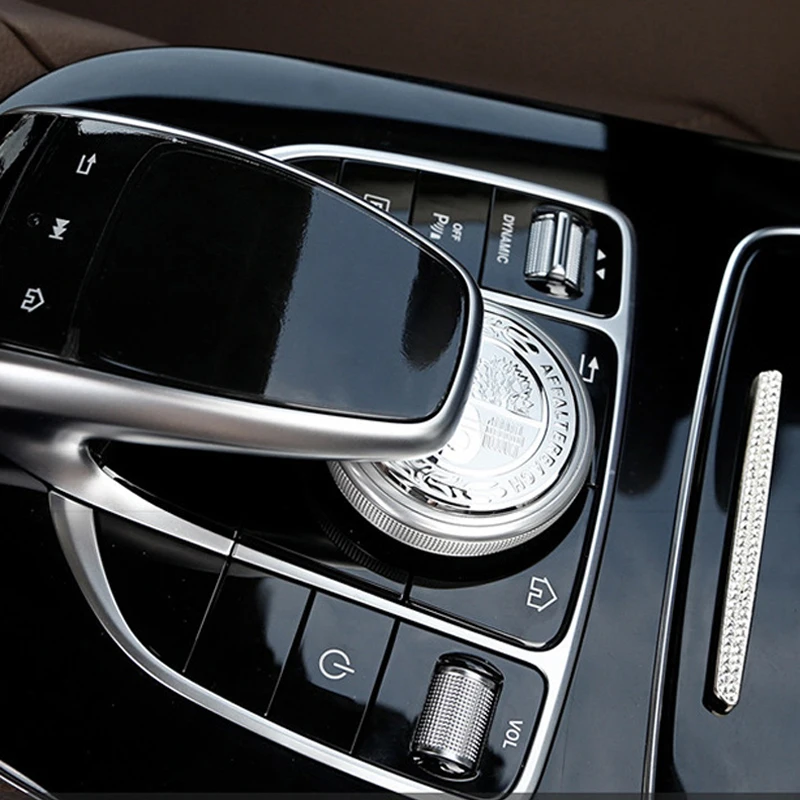 

Chrome Silver Car Center Console Knob Stickers for AMG Mercedes W212 W202 W204 W210 W205 Apple Tree Sticker Mercedes Accessories