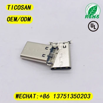 

10 pcs/lot TICOSAN USB3.1 12 pin Type-C MALE SMT Flat Edge USB C Connector Plug Socket conn