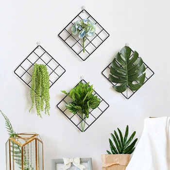 

4Pcs Nordic Style Iron Metal Grid Decor Photo Frame Postcards Mesh Frame Art Display Mesh Storage Shelf Organizer Rack