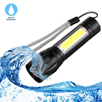 

Portable Led flashlight super bright torch COB+XPE LED Waterproof Flashlight USB rechargeable 3 lighting Modes Torch camping