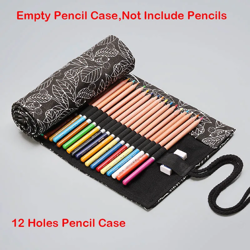 12 Holes Empty Penal Милый Кот рулон уголовного для школьный пенал большой 12/24/36/48/72 Отверстия пенал для мальчиков и девочек, заправляемая ручка канцелярских принадлежностей для наказания - Цвет: 12 Holes Empty Penal