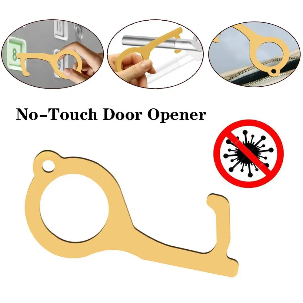 

No Touch Open Door Portable Anti-germ Elevator Button Drawer Door Handle Assistant Safety Contactless Tool Safety Brass Contact