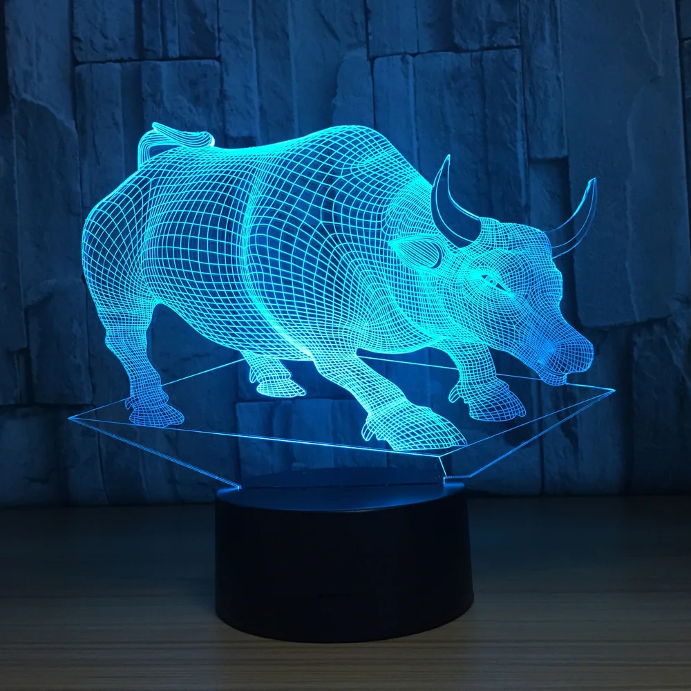 Сенсорная настольная лампа Bull моделирование 3d LED ночные светильники Bluetooth спикер