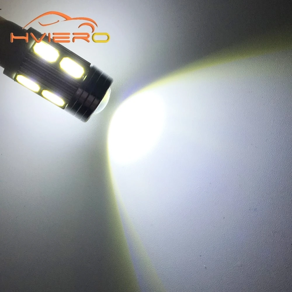 Hviero T10 10SMD 5630 W5W Interior Xenon Red White blue DC 12V Car LED Lens Projector Solid Aluminum Bulbs Side Marker Light
