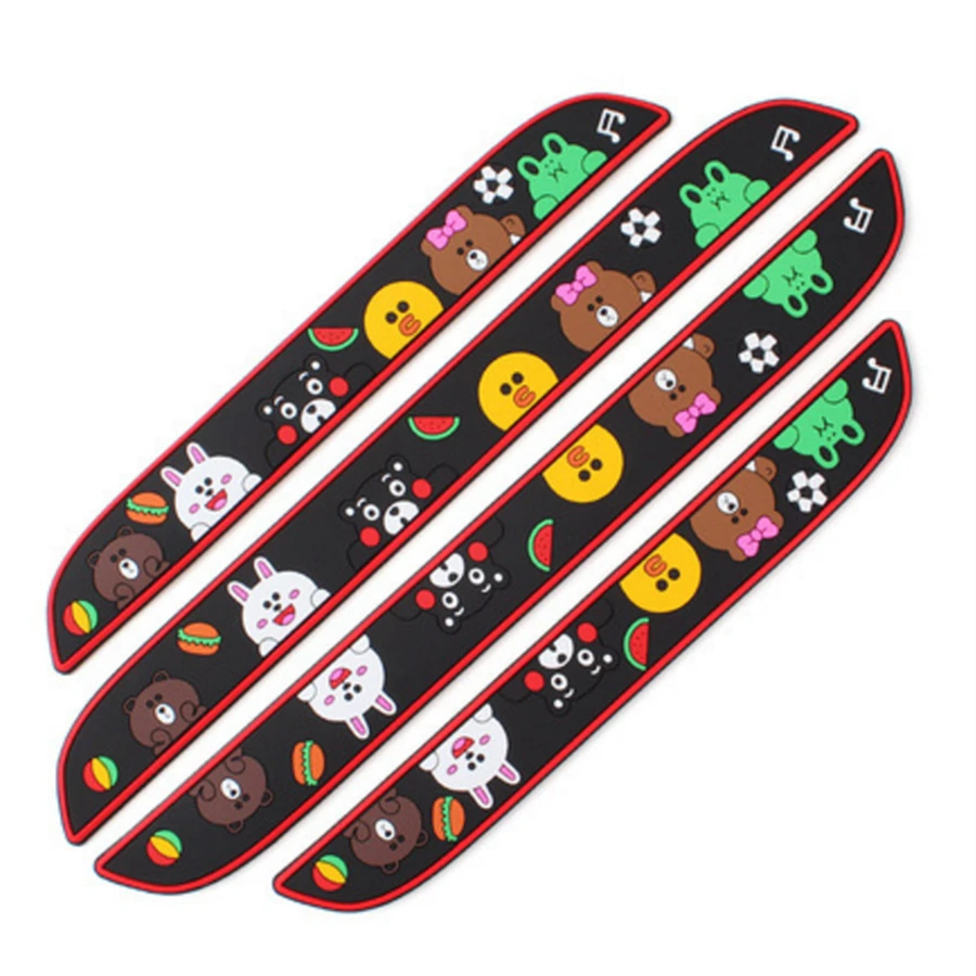 

4 Pcs Rubber Car Door Scuff Sill Cover Panel Step Bumper Corner Protector Strips