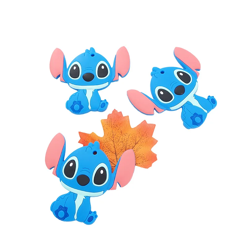 Chenkai 10PCS Silicone Stich Teether Baby Cute Cartoon Teether Chewable Pacifier For DIY Smoothing Teething Accessories BPA Free