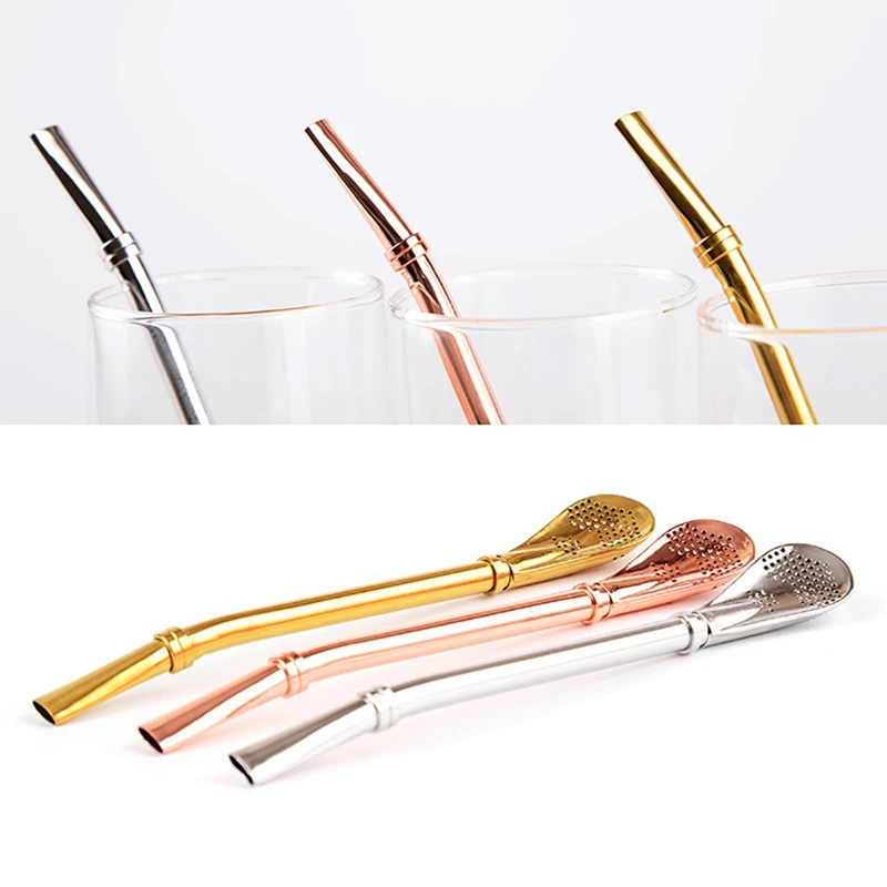 

1pc Drinking Straw Stainless Steel Drinking Straw Spoon Tea Filter Tea Straws Reusable Tea Tools Washable Outdoor Tools