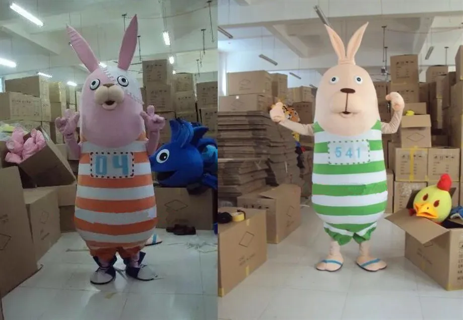 

Prison Break Rabbit Mascot Halloween Costume Suits Cosplay Party Game Dress Outfits Advertising Carnival Xmas Easter Festival