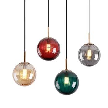 

Modern LED Lighting Light Fixtures Color Glass Ball Pendant Lamp The Bar Personality Pendant Lights Loft Hanging Lamp Home Decor