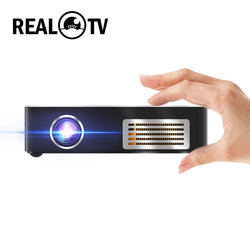 REAL TV C9 Mini DLP проектор Plus 4K портативный Android 7 1 WiFi Bluetooth Smart Touchpad LED для домашнего