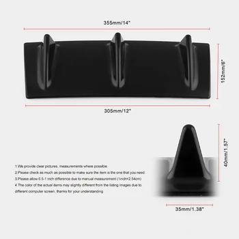 

Parts Diffuser Spoiler Universal Exterior Bumper Lip 3 Fin Style Black