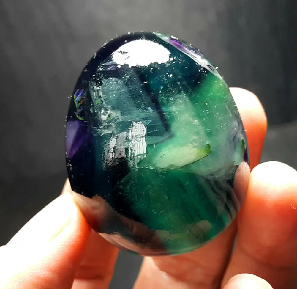 Rare Natural Fluorite Egg Quartz Crystal Point Healing 80g 4
