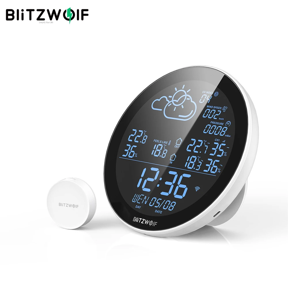 Referéndum Inquieto Prescribir BlitzWolf estación meteorológica inteligente BW WS02, reloj con Control  remoto por aplicación, termómetro inalámbrico, Monitor de humedad,  Smartlife|Automatización de edificios| - AliExpress