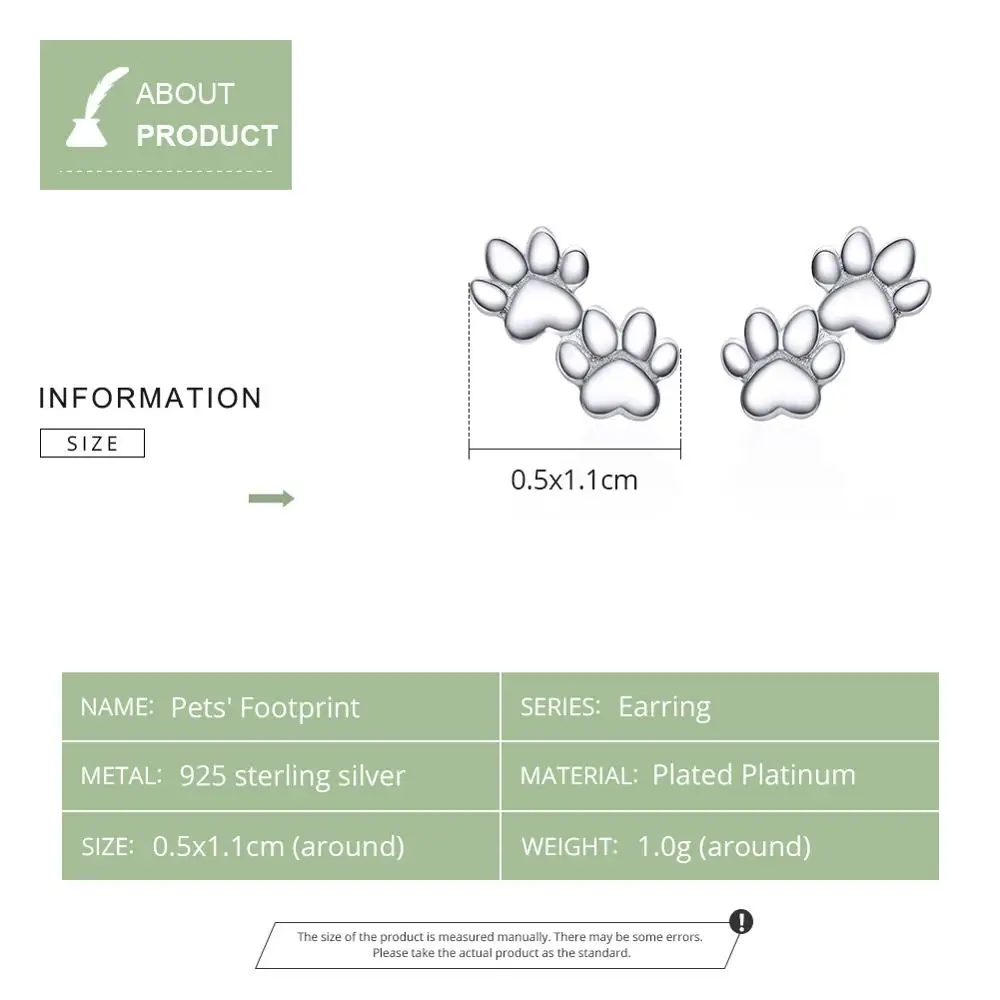 WOSTU Лидер продаж 925 пробы Серебряная лапа собака отпечаток серьги-клипс серебро 925 ювелирные изделия для женщин Свадебные серьги, ювелирные изделия FIE718