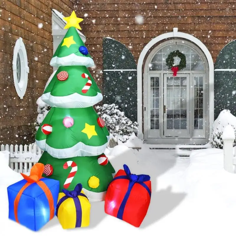 

2.1m Inflatable Toy Polyester Plastics Xmas Tree Santa Biscuits Shaped Model Christmas Decoration Garden Outdoors Yard Ornaments