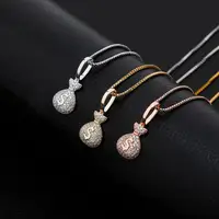 TOPGRILLZ 925 Sterling Silver MONEY BAG Pendant With Box Chain Iced Out Cubic Zirconia Pendant Hip Hop Jewelry Gift For Women - Image 2