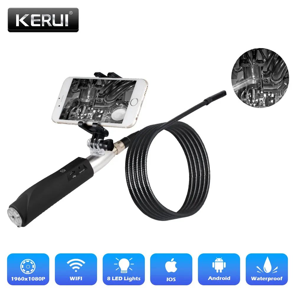 KERUI F110 Waterproof 1080P Handheld WIFI1M 3M Cable 8mm Endoscope Multipurpose Inspection Camera for Android IOS Phone