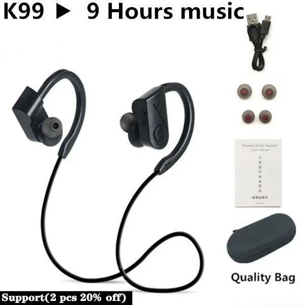 K99 Black XEDAIN водонепроницаемые беспроводные наушники стерео Bluetooth наушники в ухо Bluetooth наушники MP3 плеер с микрофоном для iphone - Цвет: K99 Black