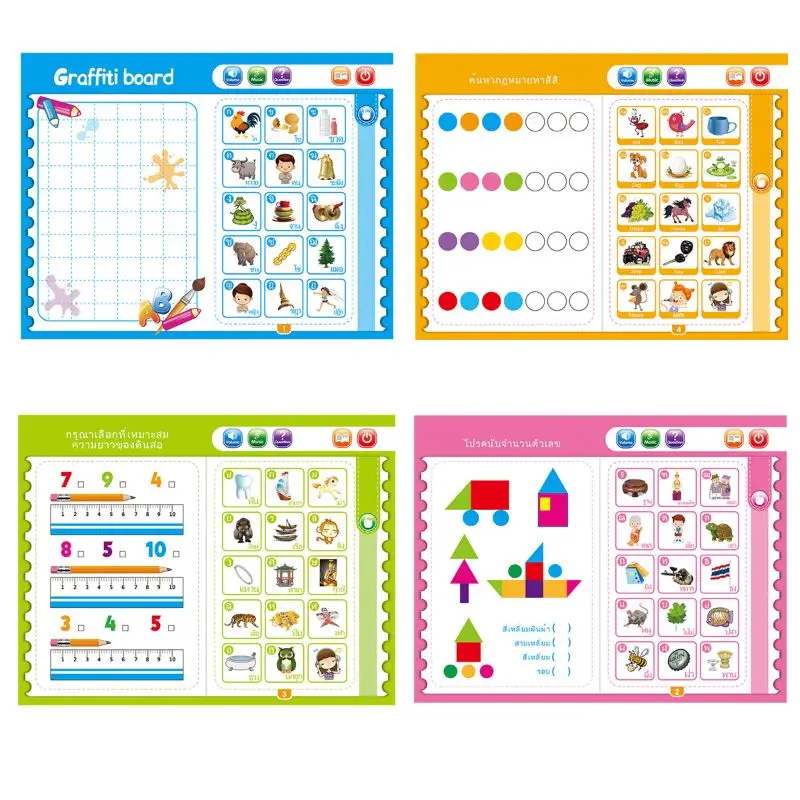 Тайская/английская/Китайская Электронная звуковая книга Обучающая детская