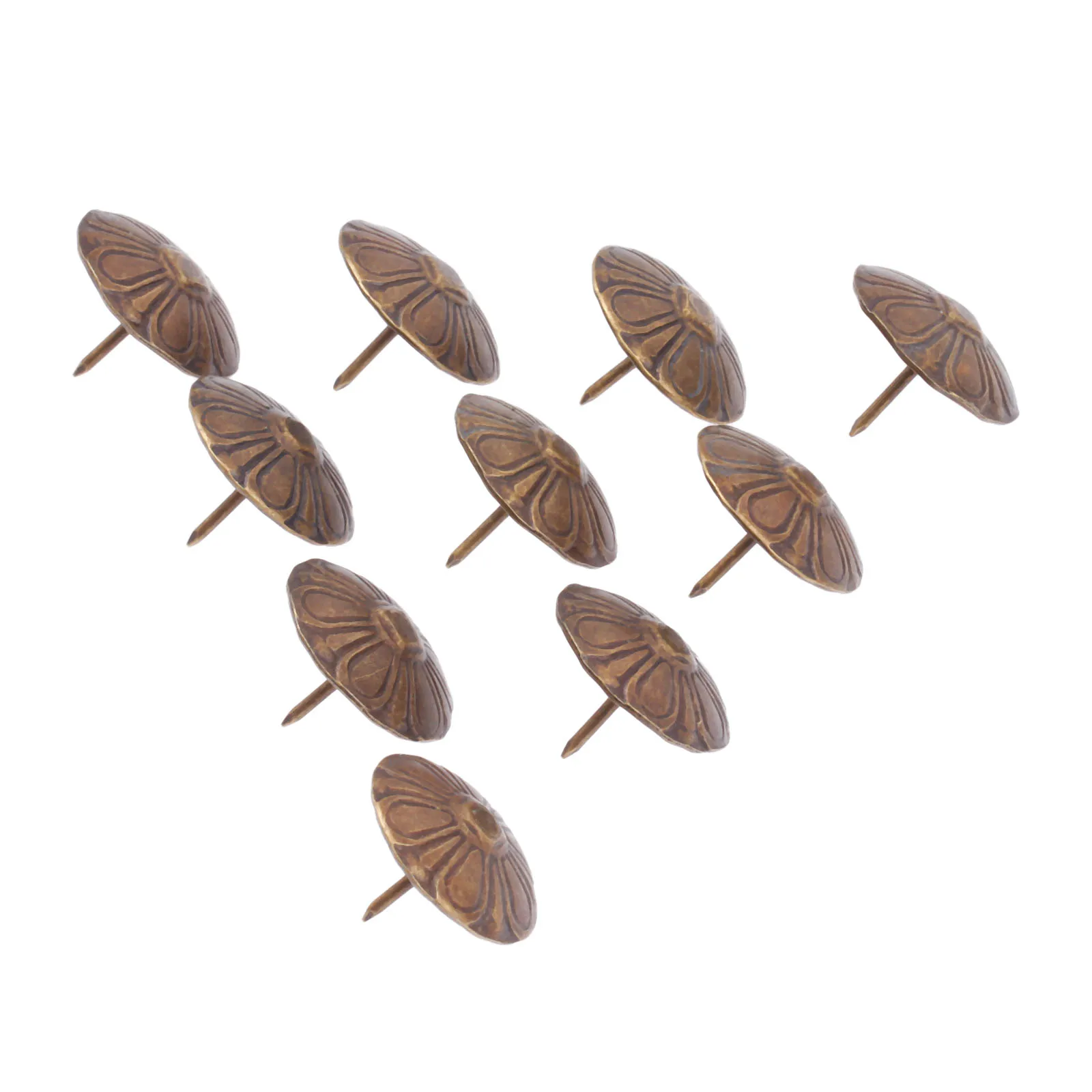 10Pcs/lot 23x19mm Vintage Flower Upholstery Nails Iron Tacks Decor Jewelry Gift Box Sofa Stud Pushpins Doornail Antique Bronze