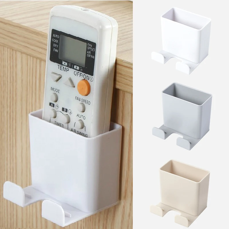 1PC Multifunction Remote Control Holder Phone Wall Holder Wall Mounted Storage Rack Smartphone Hanging Cellphone Tablet Charging