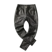 Брендовые мужские новые кожаные длинные штаны аддитивный протектор. Винтажный pro моторный Байкер брюки из натуральной кожи. Плюс