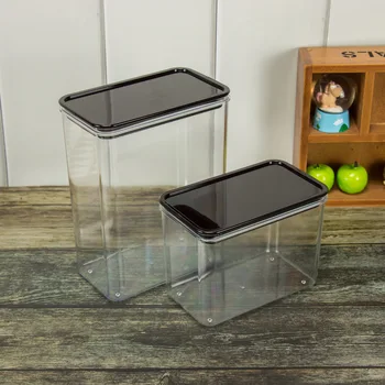 

new plastic sealed box storage jar Coffee shop special fruit powder box square transparent sealed jar coffee bean sealed jar