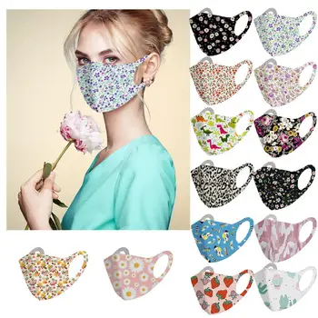 

Fashionable Flowers Pattern Face Mask For Adults Lady Printed Dust Girl's Face Masks Washable Reusable For Women Mouth Mask