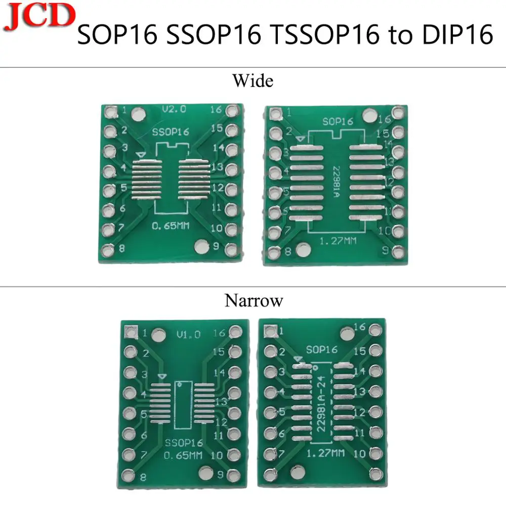 JCD широкий/Узкий SOP16 SSOP16 TSSOP16 к DIP16 0 65/1 27 мм IC адаптер набор сделай сам Электронная