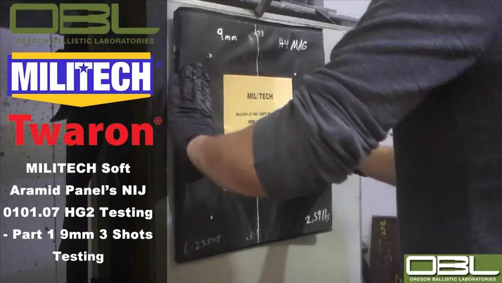Тестовое видео-MILITECH HG2 NIJ 0101 07 &amp IIIA 06 тест на мягкую броню часть 1 9 мм |